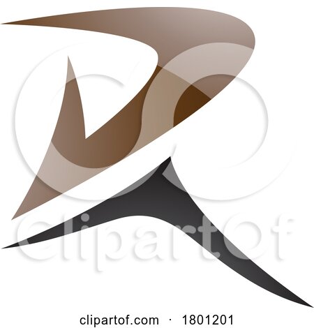 Brown and Black Glossy Pointy Tipped Letter R Icon by cidepix