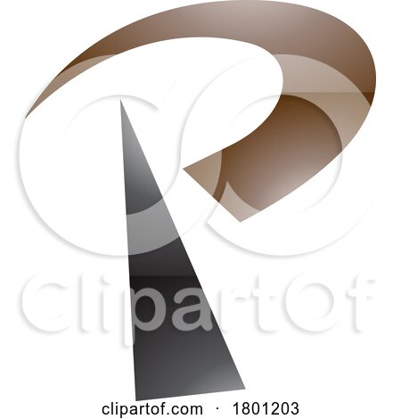 Brown and Black Glossy Radio Tower Shaped Letter P Icon by cidepix
