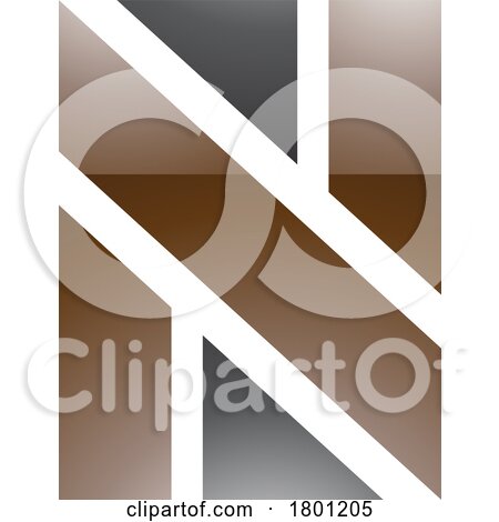Brown and Black Glossy Rectangle Shaped Letter N Icon by cidepix