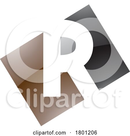 Brown and Black Glossy Rectangle Shaped Letter R Icon by cidepix
