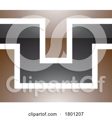 Brown and Black Glossy Rectangle Shaped Letter U Icon by cidepix