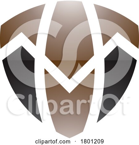 Brown and Black Glossy Shield Shaped Letter T Icon by cidepix