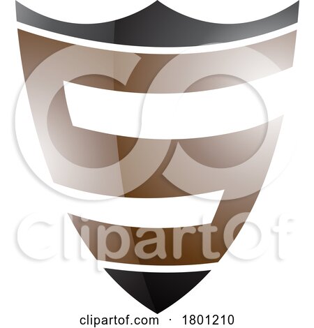 Brown and Black Glossy Shield Shaped Letter S Icon by cidepix