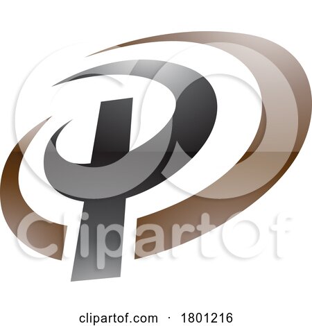 Brown and Black Glossy Oval Shaped Letter P Icon by cidepix