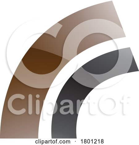 Brown and Black Glossy Arc Shaped Letter R Icon by cidepix