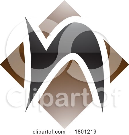 Brown and Black Glossy Letter N Icon with a Square Diamond Shape by cidepix