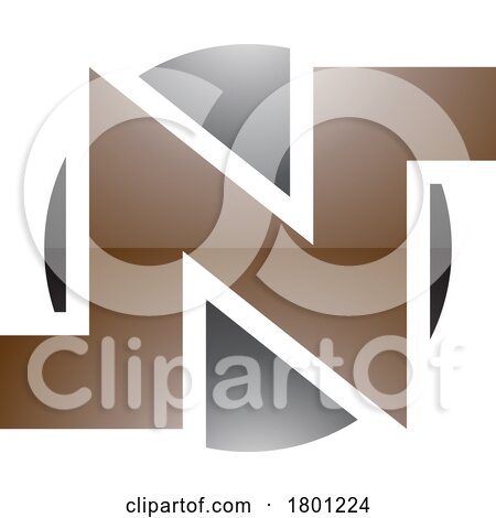 Brown and Black Glossy Round Bold Letter N Icon by cidepix