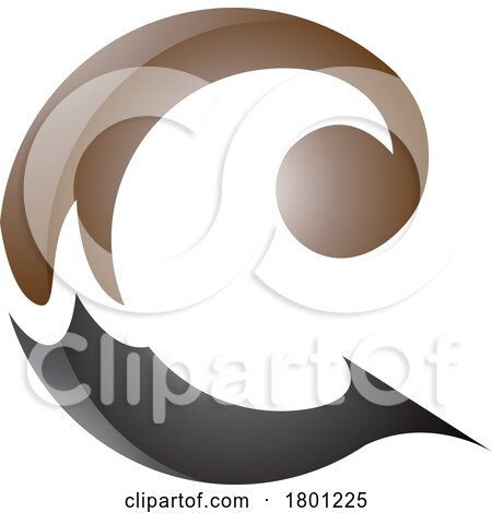 Brown and Black Glossy Round Curly Letter C Icon by cidepix