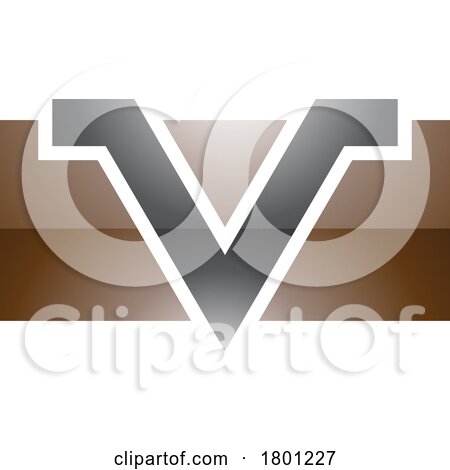 Brown and Black Glossy Rectangle Shaped Letter V Icon by cidepix