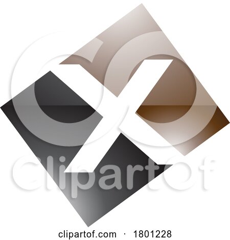 Brown and Black Glossy Rectangle Shaped Letter X Icon by cidepix