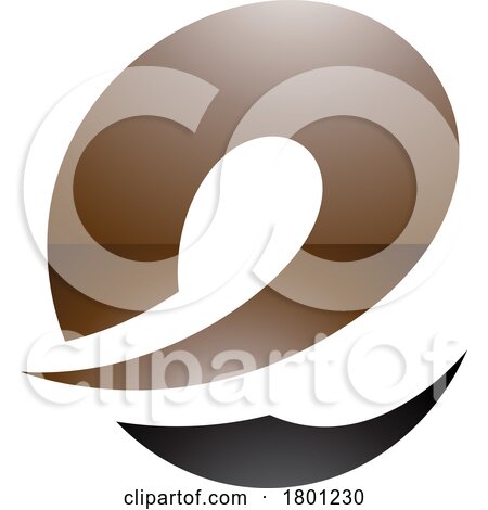 Brown and Black Glossy Lowercase Letter E Icon with Soft Spiky Curves by cidepix