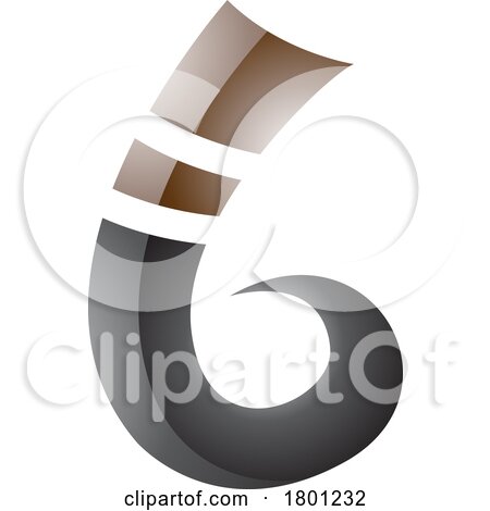 Brown and Black Curly Glossy Spike Shape Letter B Icon by cidepix