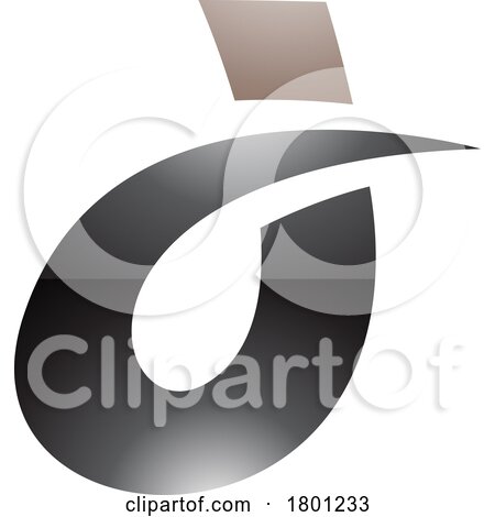 Brown and Black Curved Glossy Spiky Letter D Icon by cidepix
