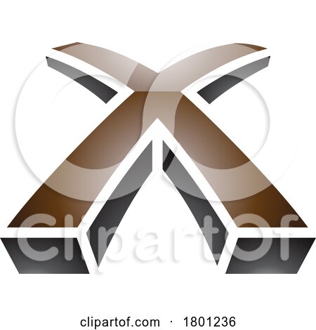 Brown and Black Glossy 3d Shaped Letter X Icon by cidepix