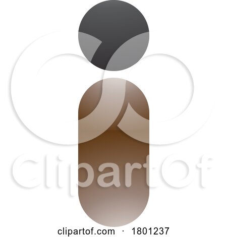 Brown and Black Glossy Abstract Round Person Shaped Letter I Icon by cidepix