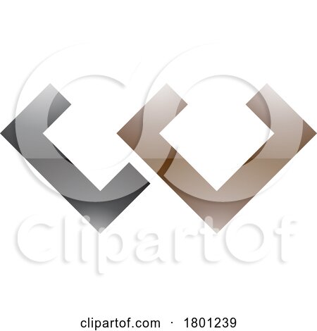 Brown and Black Glossy Cornered Shaped Letter W Icon by cidepix