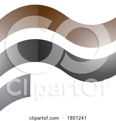 Brown and Black Wavy Glossy Flag Shaped Letter F Icon by cidepix