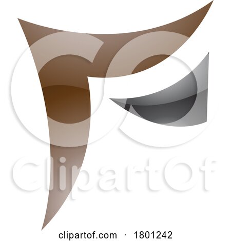 Brown and Black Wavy Glossy Paper Shaped Letter F Icon by cidepix