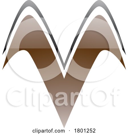 Brown and Black Glossy Wing Shaped Letter V Icon by cidepix