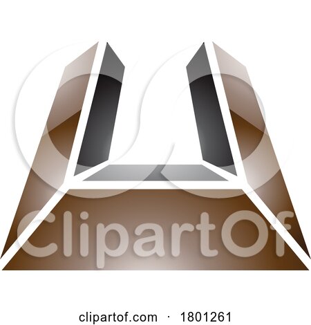 Brown and Black Glossy Letter U Icon in Perspective by cidepix