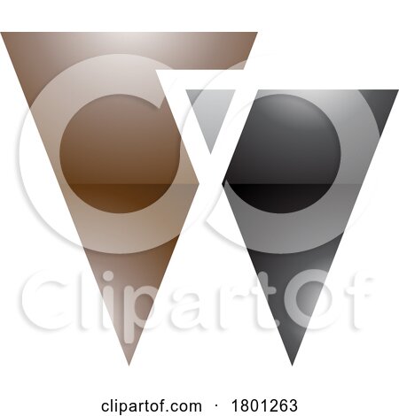Brown and Black Glossy Letter W Icon with Triangles by cidepix