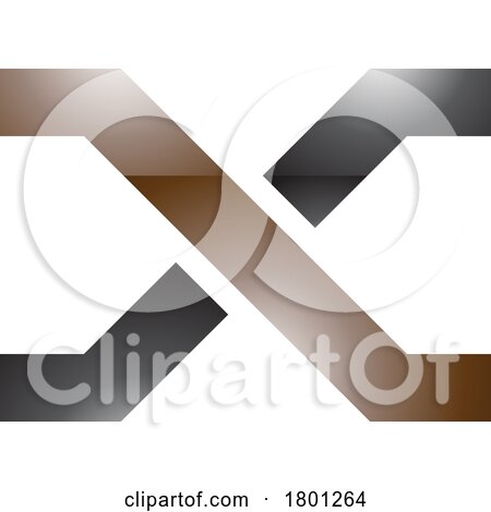 Brown and Black Glossy Letter X Icon with Crossing Lines by cidepix