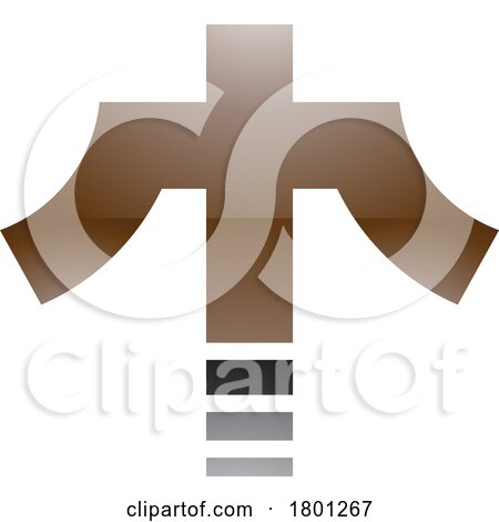 Brown and Black Glossy Cross Shaped Letter T Icon by cidepix