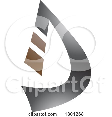 Brown and Black Glossy Curved Strip Shaped Letter D Icon by cidepix