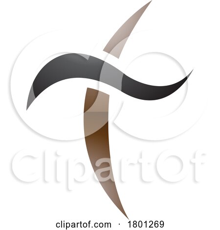 Brown and Black Glossy Curvy Sword Shaped Letter T Icon by cidepix