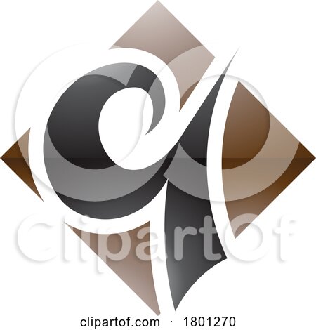 Brown and Black Glossy Diamond Shaped Letter Q Icon by cidepix