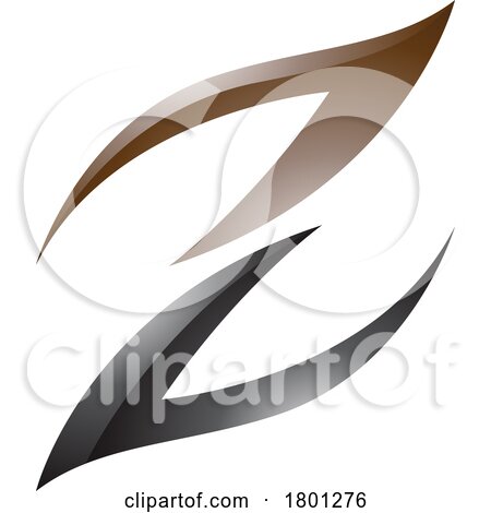 Brown and Black Glossy Fire Shaped Letter Z Icon by cidepix