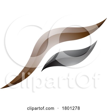 Brown and Black Glossy Flying Bird Shaped Letter F Icon by cidepix