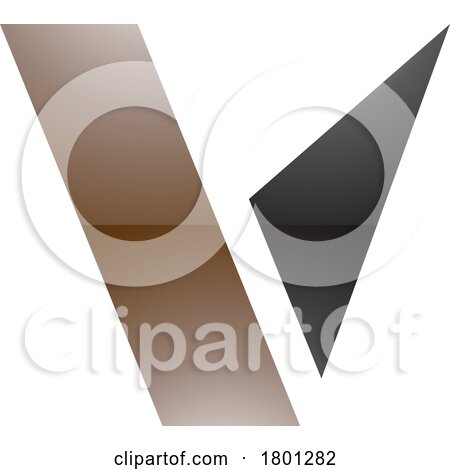 Brown and Black Glossy Geometrical Shaped Letter V Icon by cidepix