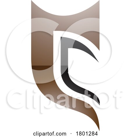 Brown and Black Glossy Half Shield Shaped Letter C Icon by cidepix