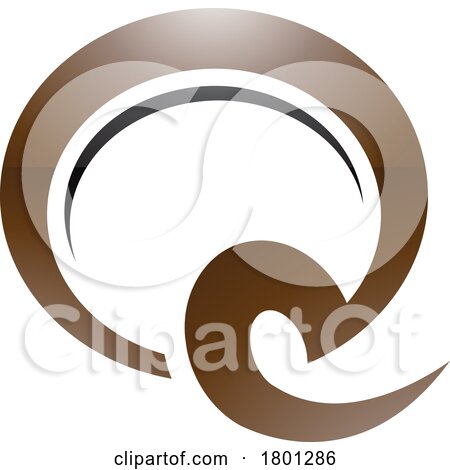 Brown and Black Glossy Hook Shaped Letter Q Icon by cidepix