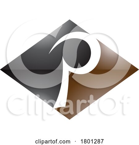 Brown and Black Glossy Horizontal Diamond Letter P Icon by cidepix