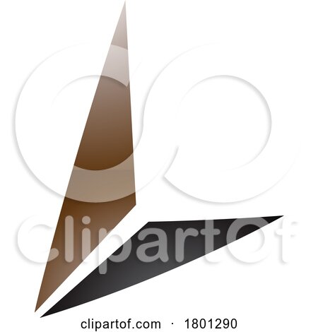 Brown and Black Glossy Letter L Icon with Triangles by cidepix