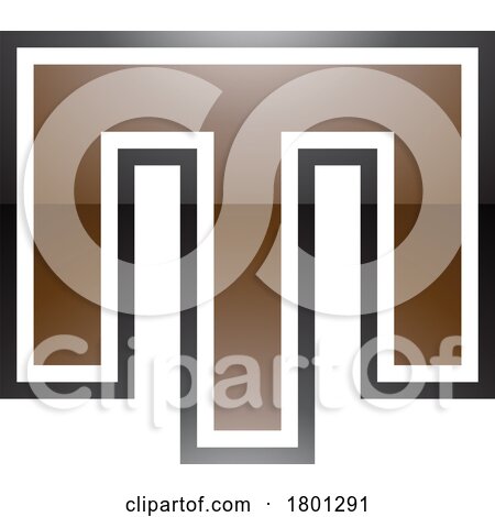 Brown and Black Glossy Letter M Icon with an Outer Stripe by cidepix