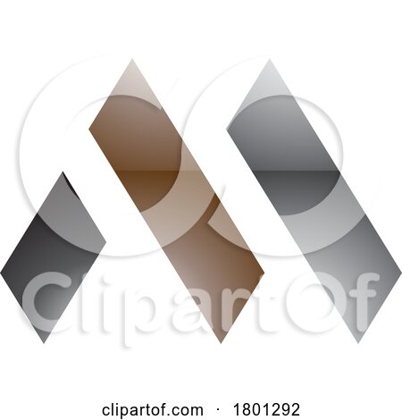 Brown and Black Glossy Letter M Icon with Rectangles by cidepix