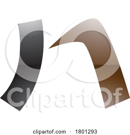 Brown and Black Glossy Letter N Icon with a Curved Rectangle by cidepix