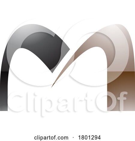 Brown and Black Glossy Arch Shaped Letter M Icon by cidepix