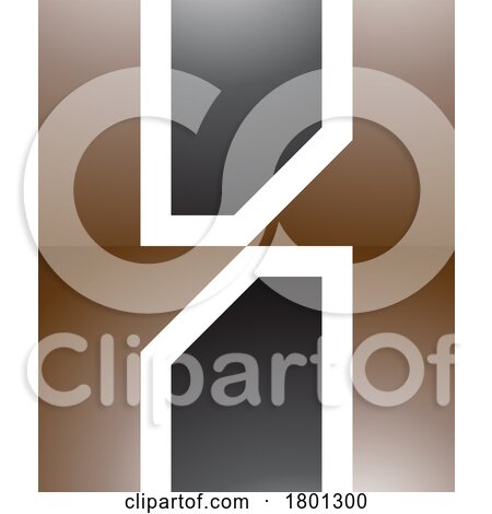 Brown and Black Glossy Letter H Icon with Vertical Rectangles by cidepix