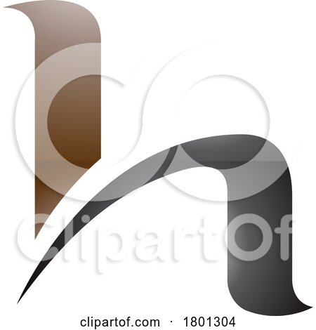 Brown and Black Glossy Letter H Icon with Round Spiky Lines by cidepix
