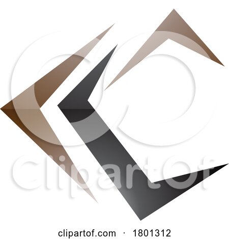 Brown and Black Glossy Letter C Icon with Pointy Tips by cidepix