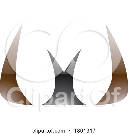 Brown and Black Glossy Horn Shaped Letter W Icon by cidepix