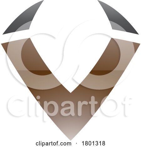 Brown and Black Glossy Horn Shaped Letter V Icon by cidepix