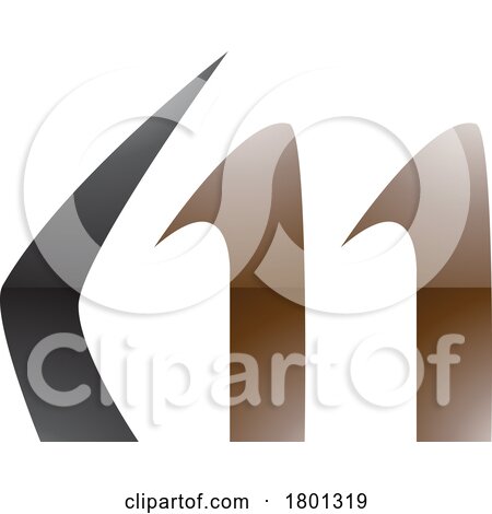 Brown and Black Glossy Horn Shaped Letter M Icon by cidepix