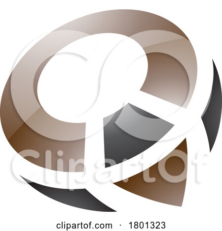 Brown and Black Glossy Compass Shaped Letter Q Icon by cidepix
