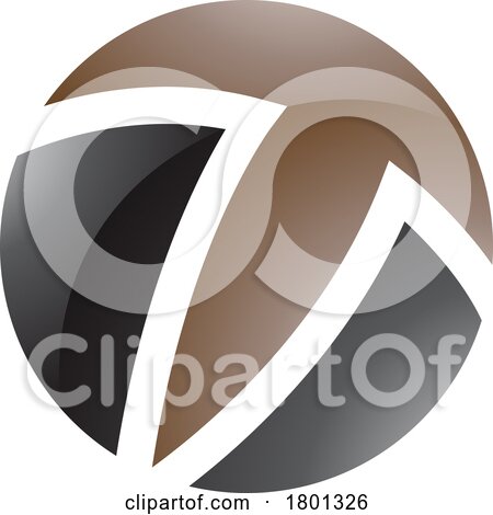 Brown and Black Glossy Circle Shaped Letter T Icon by cidepix