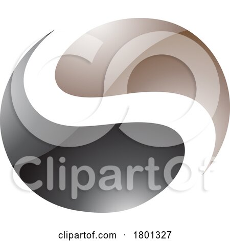 Brown and Black Glossy Circle Shaped Letter S Icon by cidepix